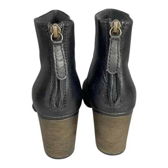 Clarks Women’s Enfield Tess Black Leather Block Heel Ankle Boots Size-8.5Wide - Picture 5 of 9